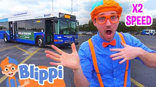 Blippi Explores a Bus! [ X2 SPEED ] | Vehicles \u0026 Buses for Children | Educational Videos for Kids