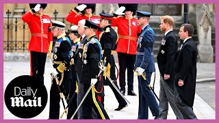 Queen Elizabeth II funeral: King Charles III, Prince Harry and William follow Her Majesty's coffin