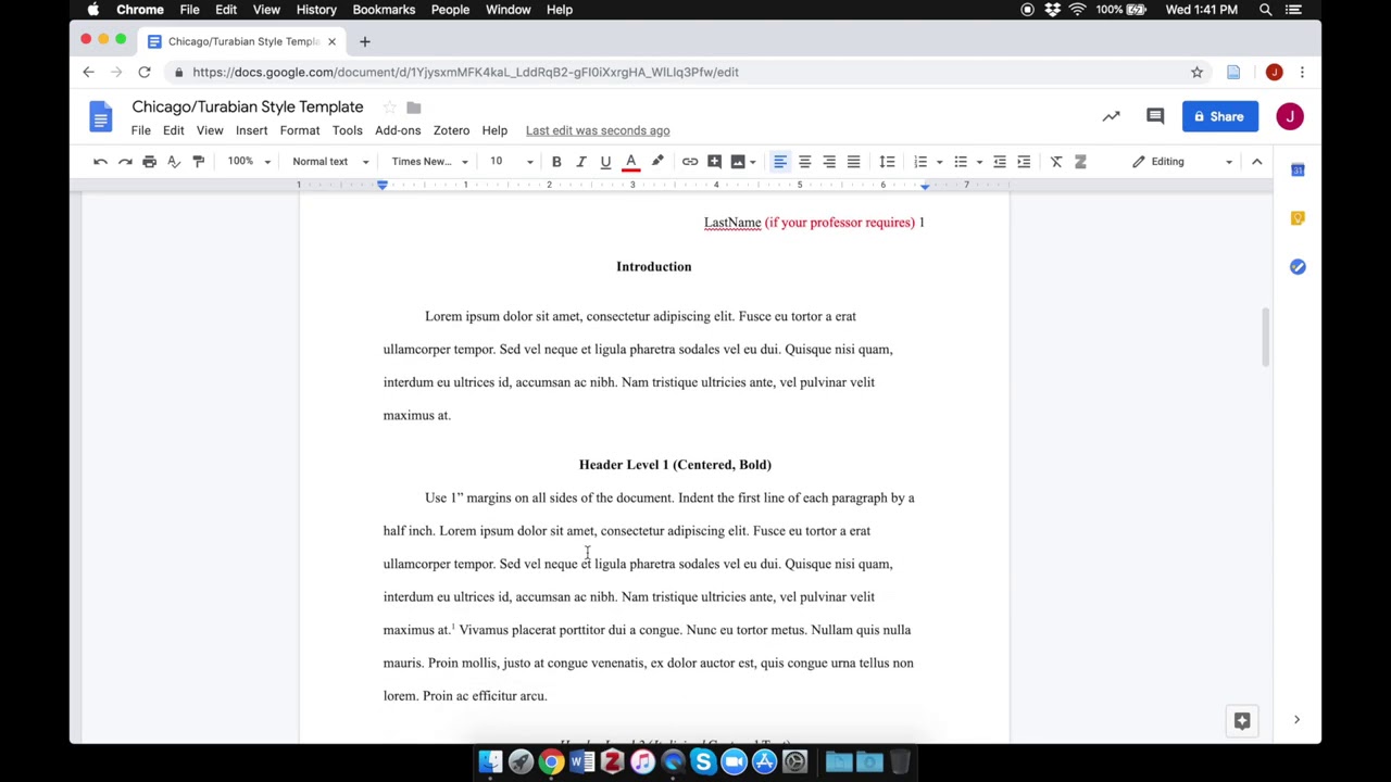Chicago Style Cover Page Template