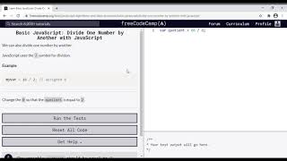 12 - Learn Basic JavaScript - Divide One Number by Another with JavaScript