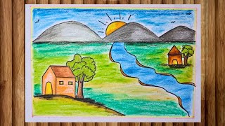 How to draw Scenery with Beautiful Shadings |Scenery Drawing |Easy Scenery Drawing |Drawing |Art