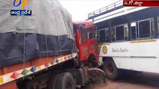 Six injured when truck hits RTC Bus \u0026 Car in Eluru