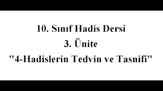 10. Sınıf Hadis Dersi 3. Ünite \