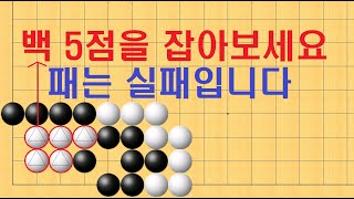 바둑 묘수 사활 - 패는 무조건 실패입니다. 백 5점을 잡아보세요