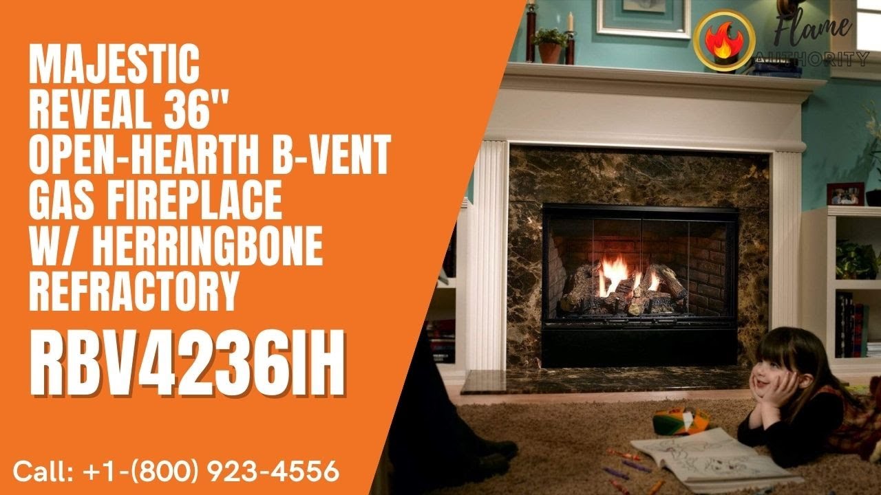 Majestic Reveal 36" Open-Hearth B-Vent Gas Fireplace W/ Herringbone ...