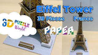 ASMR | EIFFEL TOWER (39 Pieces) | France | Paper | Great Architecture | 3D Puzzle | DIY | Satisfying