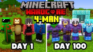We Survived 100 days In Hardcore Minecraft With Four People... (Squads)