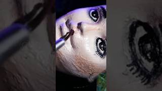 #asmr DOLL TRANSFORMATION INTO WEDNESDAY 🖤 #makeup  #shorts