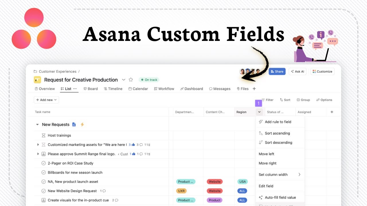 How To Use Asana Custom Fields Easy Tutorial Youtube