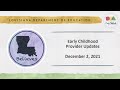 Early Childhood COVID-19 Updates (December 2021) Webinar Recording