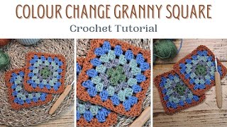 Easy Beginner Crochet Tutorial | How To Create A Colour Change Granny Square | Step By Step Slow