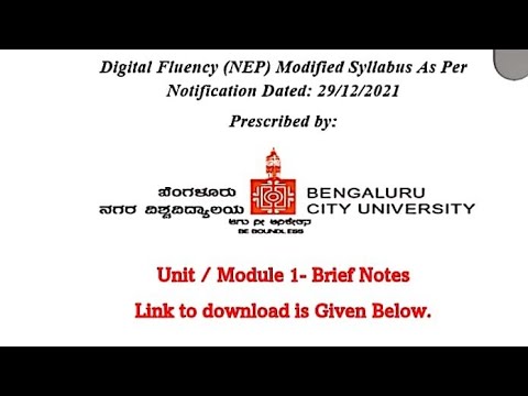 Digital Fluency NEP Module 1 Notes. Bengaluru City University BCU - YouTube