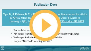Publication Date in a Reference Entry*