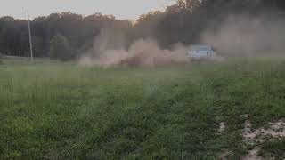 Garett doing donuts with Ford F-150 in  Missouri field