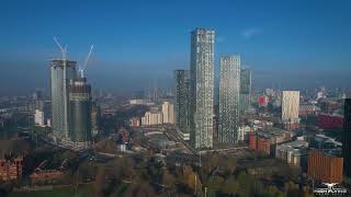 Greater Manchester Drone Skyline Stock 4K Footage