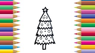 Easy Drawing Christmas Tree 🌲| Easy Drawings Of Cute Things And Animals Easy To Draw