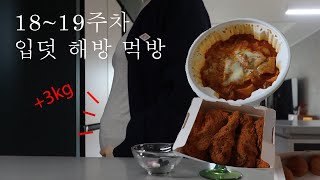 VLOG / 임신 18~19주차 / 입덧끝난 임산부의 먹부림s... / +3kg / 뿌링클, 엽떡, 계란볶음밥, 마라탕, 샌드위치, 맥치킨버거, 피자..../ 19주차 배크기