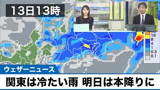 関東は冷たい雨 明日は本降りに