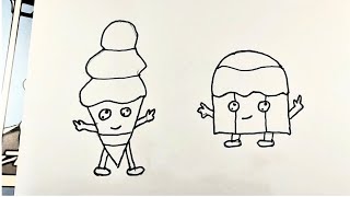 ice cream drawing,coloring | how to draw a cute ice cream with colour step by step for beginners