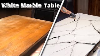 Furniture Flip Kitchen Table turns into Epoxy White Marble | Stone Coat Epoxy