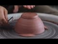 throwing and turning a pottery bowl with cross sections — asmr version