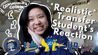 TRANSFER COLLEGE DECISION REACTION | a *Realistic* Reaction from a Community College Student 👩🎓📖✨