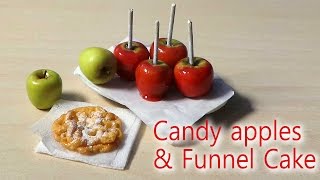 EASY; Miniature Candy Apple & Funnel Cake Tutorial - Halloween / Fall