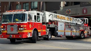 PHILADELPHIA FIRE DEPARTMENT TILLER LADDER 9 RESPONDING.