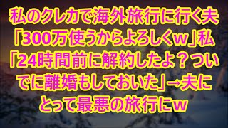 【スカッとする話】私のクレカで海外旅行に行く夫「300万使うからよろしくｗ」私「24時間前に解約したよ？ついでに離婚もしておいた」→夫にとって最悪の旅行にｗ【修羅場】