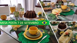 MESA POSTA TEMÁTICA 7 DE SETEMBRO | BOLO DE CAPPUCCIONO | BOLO SALGADO | Simone Saldanha