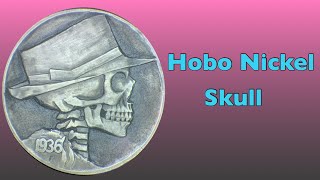 Hobo Nickel: skull wearing a fedora hat