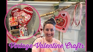 VINTAGE Inspired VALENTINE GARLAND & 3 Vintage Valentine CRAFTS ❤️