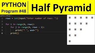 Python Program #48 - Print Inverted Half Pyramid Pattern in Python