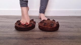 Double trouble  |  Barefoot cake crush  |  Food crushing \u0026 ASMR