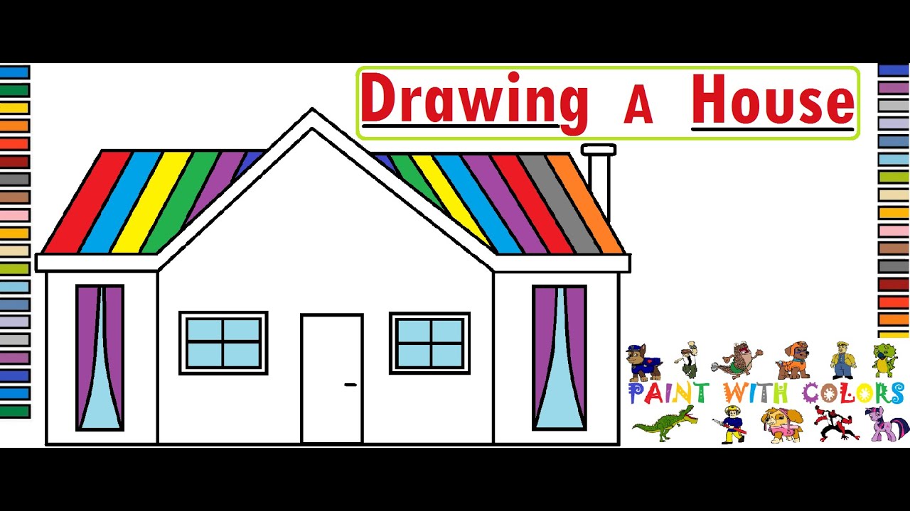 How To Draw A House Simple - Drawing A House In Ms Paint - YouTube