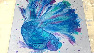 (242) Betta Fish - Fluid Acrylics Impressionism - Beyond Pouring - Swipe - Flow Art