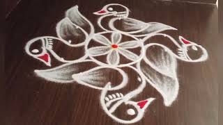 2 நிமிடத்தில் வாத்து 🦆 கோலம் போட்டு அசத்துங்க | 5*3 dots easy rangoli | kolam 1072