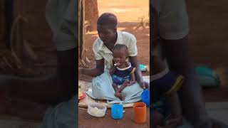 African Village Life Mother is Serving Food for Lunch time #eating #shortsfeed #africa #cooking