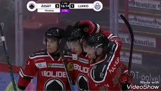 Ässät Lukko 1.9 Jarno Kärjen identtiset 3-1 ja 4-1 maalit