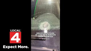 Concrete Thrown From Overpass Hits Car On I 94
