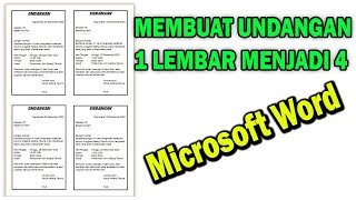 Cara Membuat Undangan 1 Lembar Menjadi 4 Microsoft Word