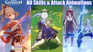 Genshin Impact - All 37 Characters Skills & Attack Animations (Inazuma Updated)