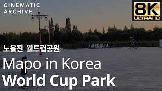 노을진 월드컵공원 8k fuhd짐벌/World Cup Park, Korea Walking Drone -난지캠핑장, 난지한강공원, 월드컵경기장, 드론|시네마틱아카이브-대한민국영상소스