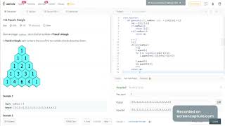 Pascal's Triangle 118 LeetCode Solution in Python #LeetCode #Pascal #Triangle #solution #118 #python