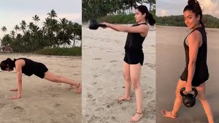Rashmika Mandanna Heavy Workouts in Beach | #ActressRashmika | Silver Screen