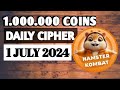 1 July Hamster Kombat Daily Cipher Code | Sandi Harian Hamster Kombat Hari ini