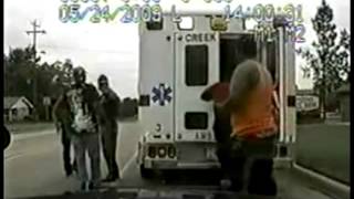 Police Misconduct - Highway Patrol pulls over an ambulance en route to hospital.