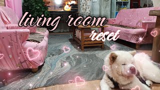 ✨ LIVING ROOM RESET|| PINK SOFA COVERS|| RELAXING MUSIC✨