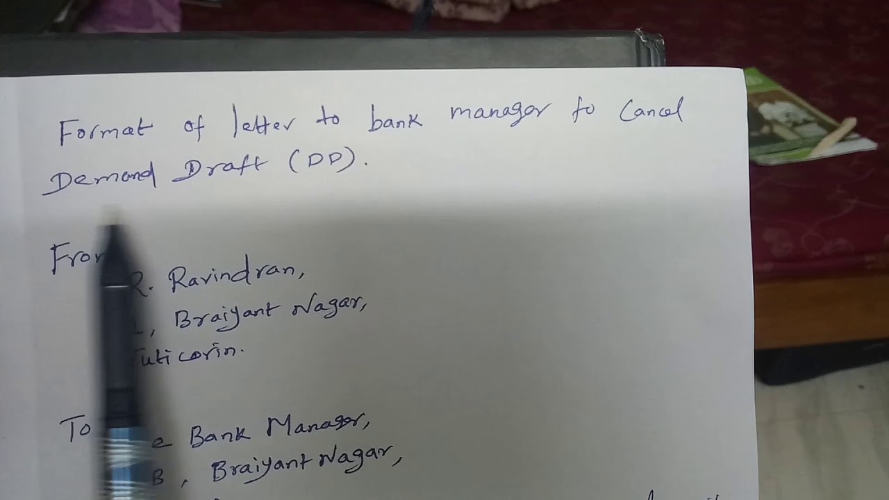 Demand Draft Cancellation Letter Format