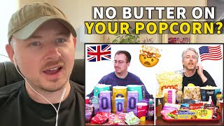 American Reacts to US vs UK Movie Theatre Food 🍿